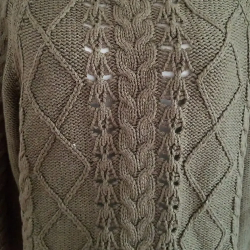 New J.Crew Chunky Knit Olive Cable knit sweater Size XXL Preppy Old Money